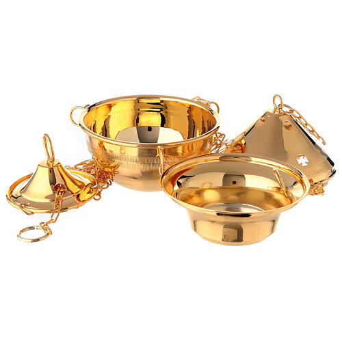 Golden brass censer with incense holder 2