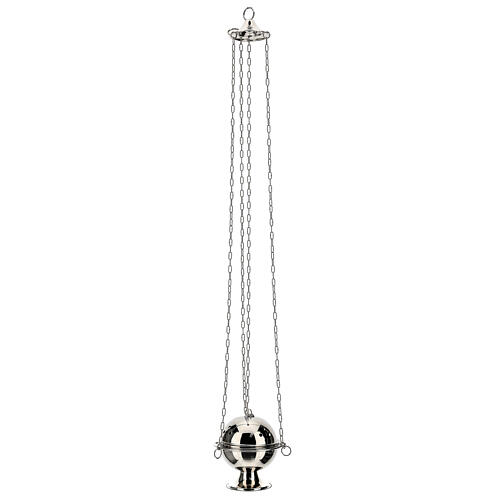 Silver-plated brass round-shaped censer with chain 5
