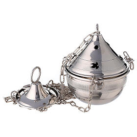 Silver-plated brass censer with chain