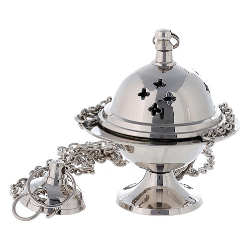 Spherical censer height 11 cm nickel plated brass 1