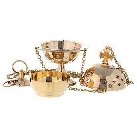 Gold plated brass censer crosses and basket h 6 in