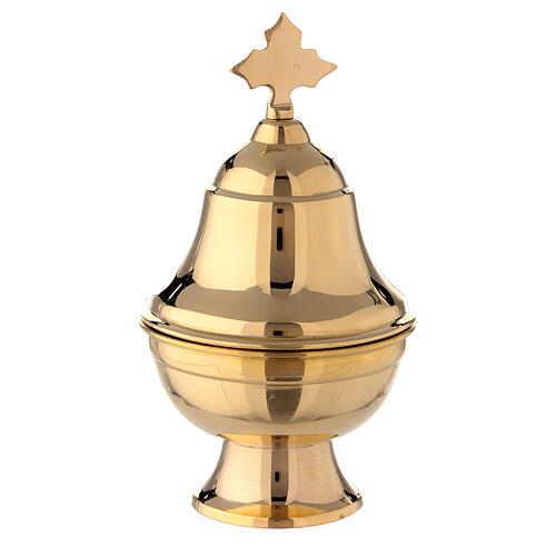 Golden brass oval shuttle with spoon h 15 cm 1