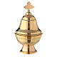 Golden brass oval shuttle with spoon h 15 cm s1