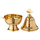 Oval boat of gold plated brass with spoon h 6 in s3