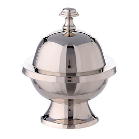 Spherical incense boat h 5 1/2 in nickel-plated brass