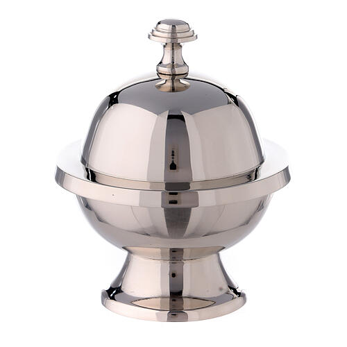 Spherical incense boat h 5 1/2 in nickel-plated brass 1