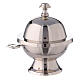 Spherical incense boat h 5 1/2 in nickel-plated brass s2