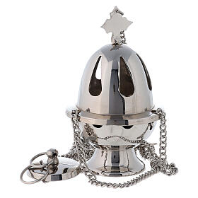 Nickel-plated brass thurible drop-shaped holes 6 1/4 in