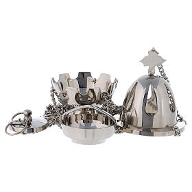 Nickel-plated brass thurible drop-shaped holes 6 1/4 in