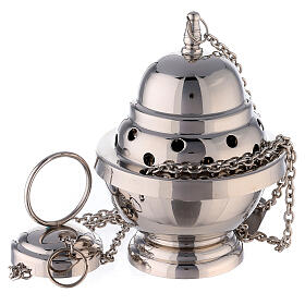 Oval censer with round holes 15 cm nickel-plated brass basket