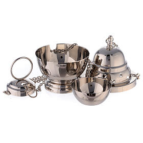 Oval censer with round holes 15 cm nickel-plated brass basket