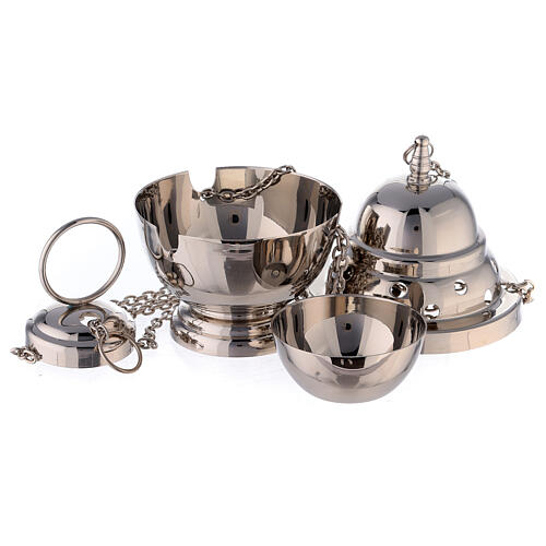 Oval censer with round holes 15 cm nickel-plated brass basket 2