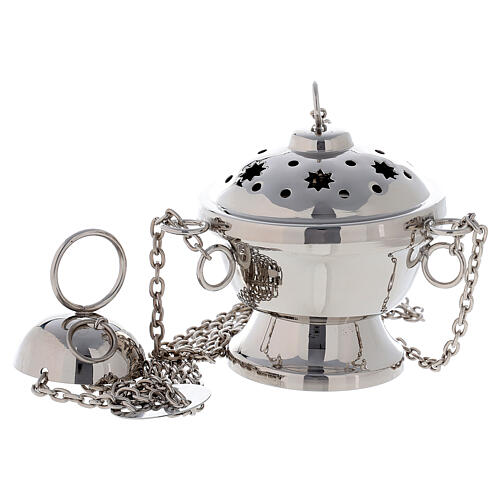 Silver brass censer with star decorations 11 cm 1
