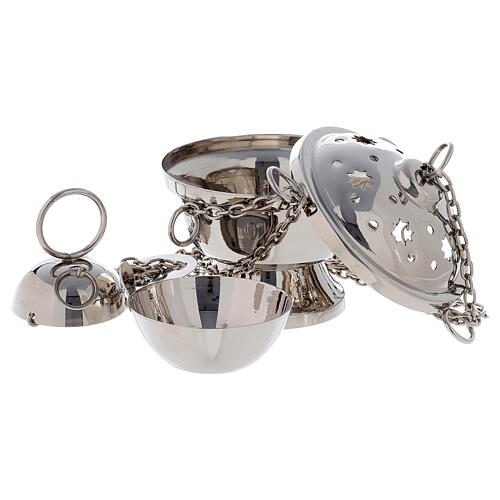 Turibolo ottone argentato decori stella 11 cm 3