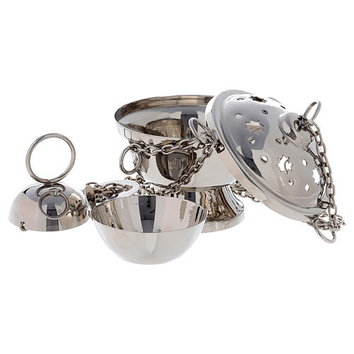 Silver plated brass thurible with star decorations 11 cm 3