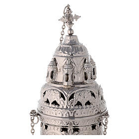 Thurible boat and spoon, nickel-plated brass, detachable burner