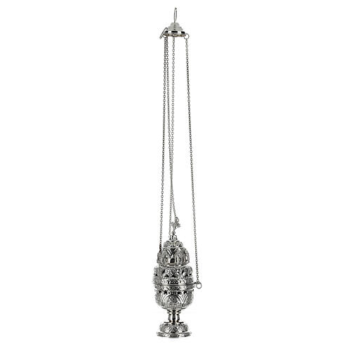 Thurible boat and spoon, nickel-plated brass, detachable burner 8