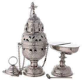 Thurible and boat set spoon, nickel-plated brass, removable 
