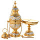 Thurible boat and spoon, gold and nickel-plated brass s1