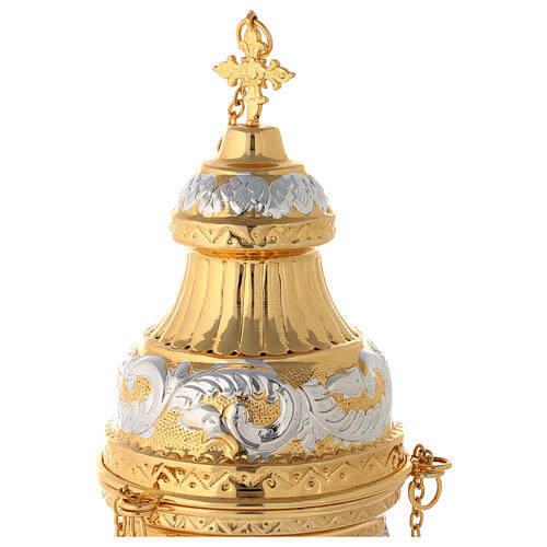 Thurible and boat set spoon in nickel-plated and gilded brass 2