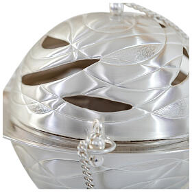 Sphere thurible with boat, silver finish