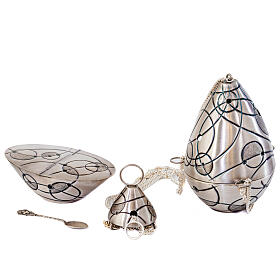 Cosmos thurible with boat, silver finish