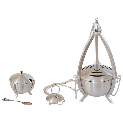 Structure thurible with boat, silver finish 1