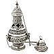 Gothic thurible with chiselled boat and spoon, silver finish s1