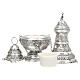 Gothic thurible with chiselled boat and spoon, silver finish s5