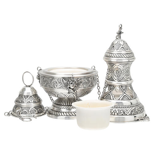 Gothic thurible chiseled boat silver finish spoon 5