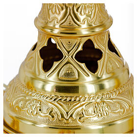 Gothic thurible with chiselled boat and spoon, gold finish