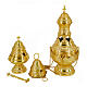 Gothic thurible with chiselled boat and spoon, gold finish s1