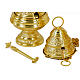 Gothic thurible with chiselled boat and spoon, gold finish s3