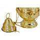 Gothic thurible with chiselled boat and spoon, gold finish s4