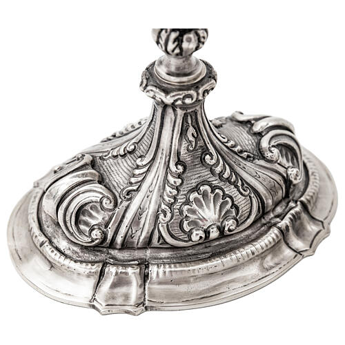 Baroque thurible and boat with chiseled silver finish, 8 in 12