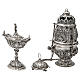 Baroque Thurible and Boat with Chiseled Silver Finish 20 cm s1