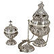 Baroque thurible with boat, chiseled with angels, silver finish s1