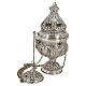Baroque thurible with boat, chiseled with angels, silver finish s2