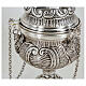 Baroque thurible with boat, chiseled with angels, silver finish s4