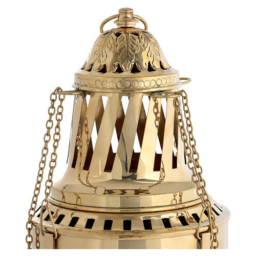 STOCK MINOR IMPERFECTIONS - Golden brass thurible in Santiago style, 14 in 2