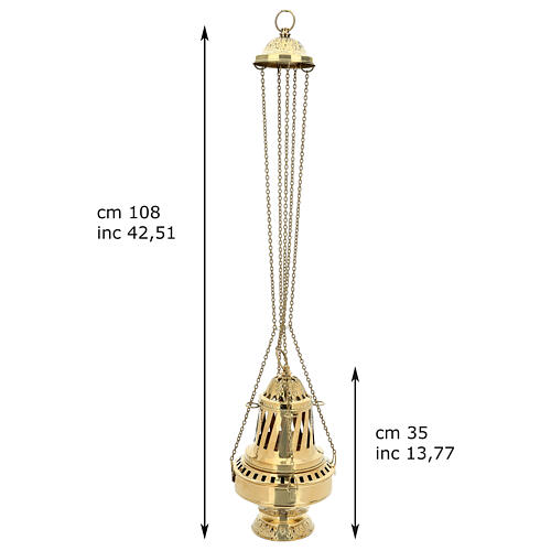 STOCK PICCOLE IMPERFEZIONI Turibolo ottone dorato stile Santiago 35 cm 3