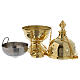 Simple thurible in polished golden brass with cross, 8 in s2