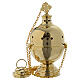 Simple thurible in polished gold plated brass with cross, 7.9 in s1
