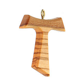 Tau cross pendant in olive wood 4 cm