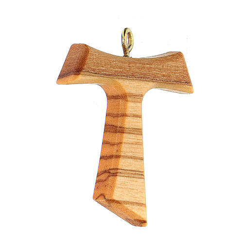 Tau cross pendant in olive wood 4 cm 2