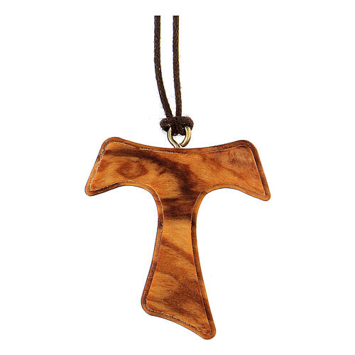 Olive wood Tau cross pendant 4x3 cm 1