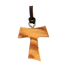 Holyart Pendente Tau In Legno D'Ulivo Con Incisione 'Pax Et Bonum' E Cordino