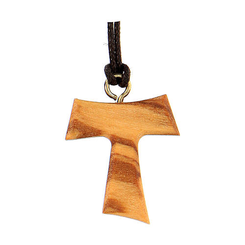 Croce tau legno olivo d'Assisi 2 cm 1