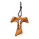 Olivewood tau pendant with cut-out Christ s1