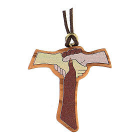 Friendship tau cross pendant in olive wood